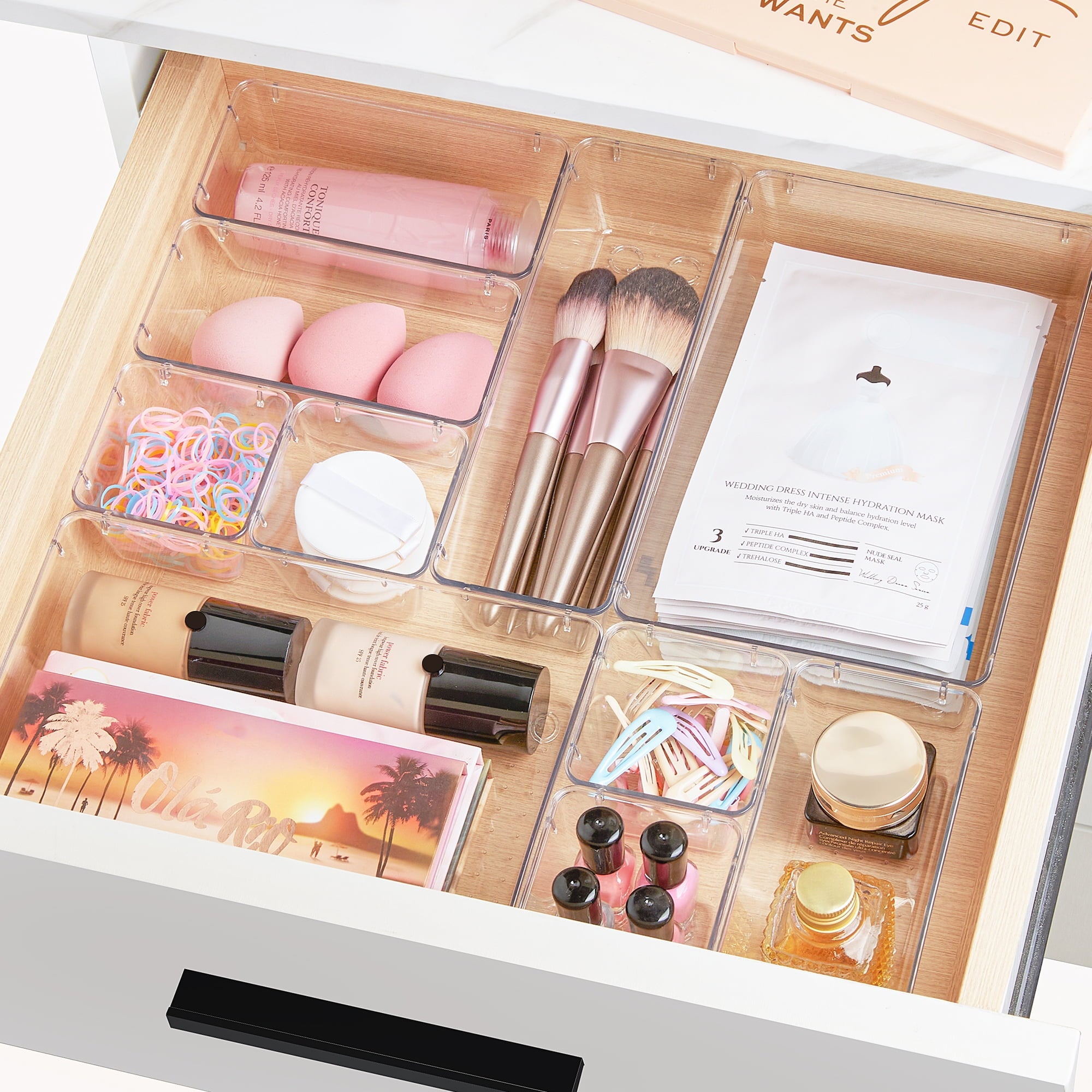 Sindcom 26 PCS Clear Plastic Stackable Organizer Bins，Makeup Drawer Organizers and Vanity Organizer