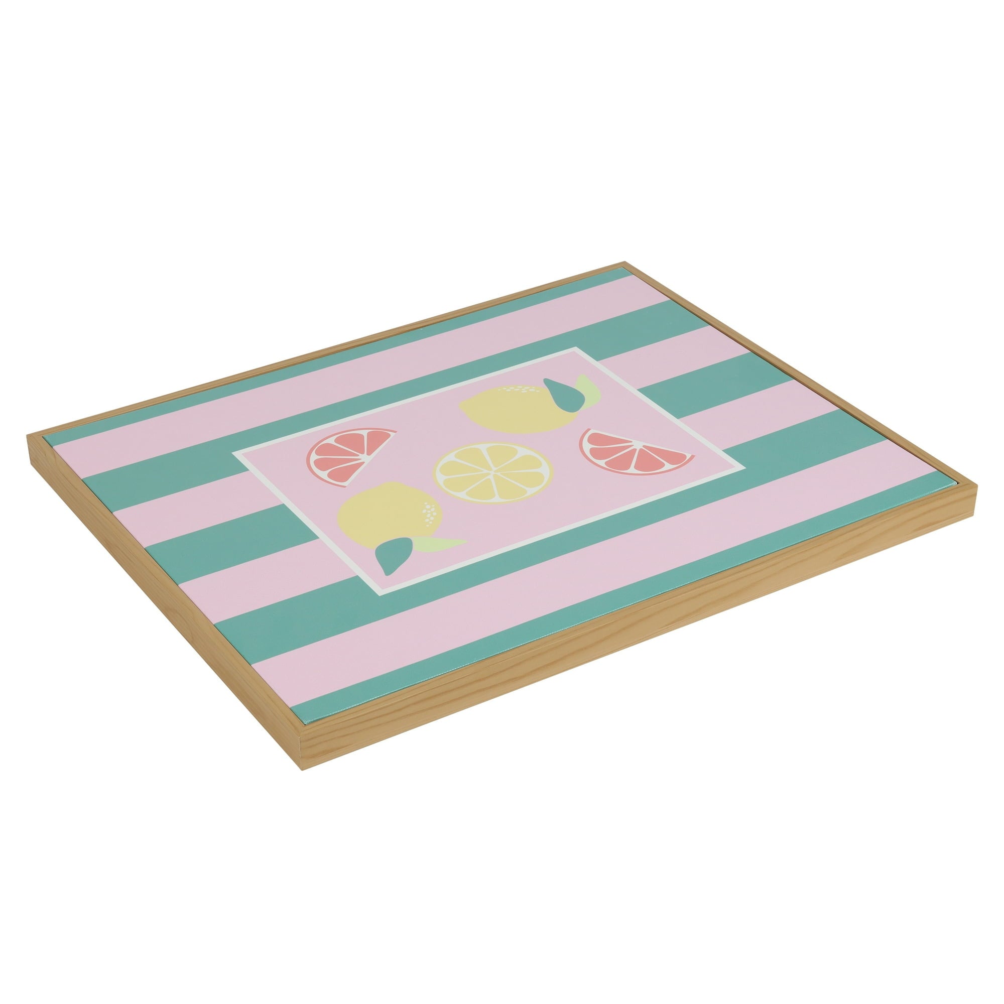 Mainstays Pink and Green Stripped Canvas Wall Art with Fruit