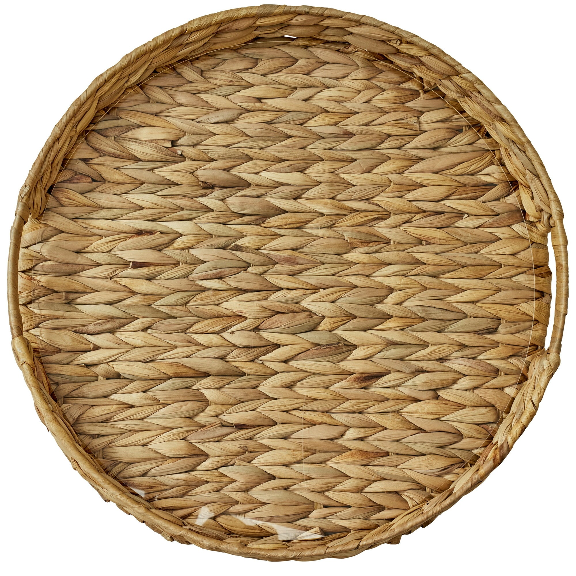 Better Homes & Gardens 16-Inch Natural Water Hyacinth Decorative Tray with Clear Acrylic Insert, 1 Count