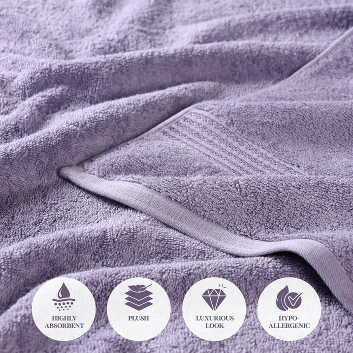 Derry Solid Egyptian Cotton 8-Piece Hand Towel Set, Royal Purple