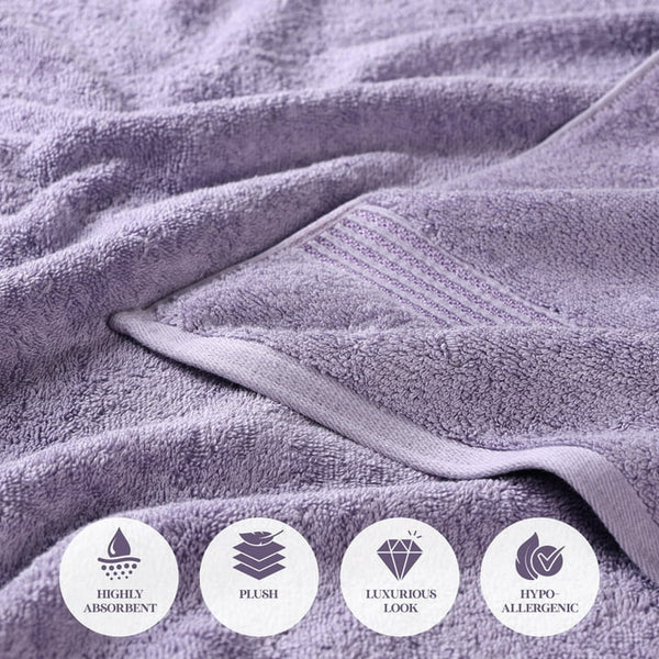 Derry Solid Egyptian Cotton 8-Piece Hand Towel Set, Royal Purple