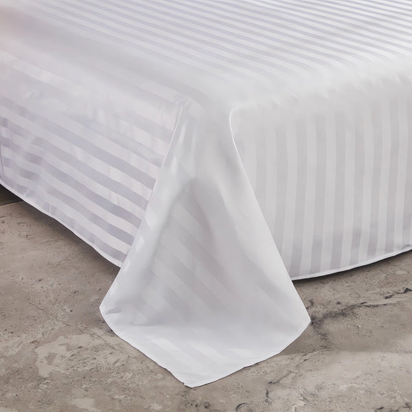 Bed Sheet White Satin Stripe Bath Sheet Luxury Hotel Quality Bed Linen Guesthouse Dormitory Soft Comfortable Bedding Sheet
