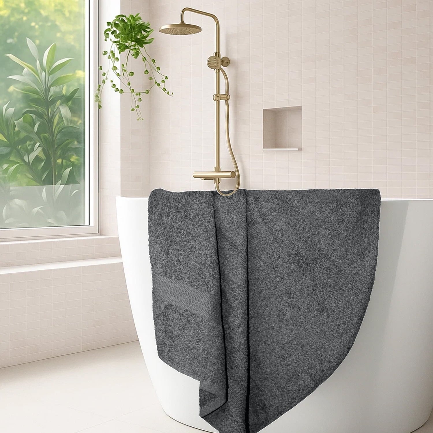 Bath Towel 4 Pack 27x54 in Ultra Soft Quick Drying Cotton Towel - Gray